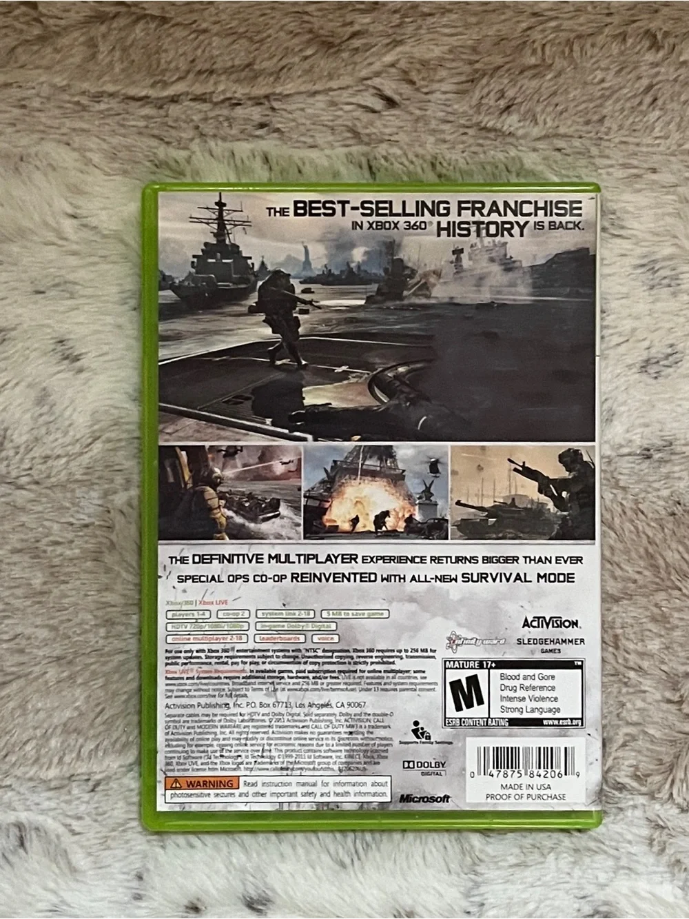Microsoft Xbox 360 Call of Duty MW3 White & Green Cover Art